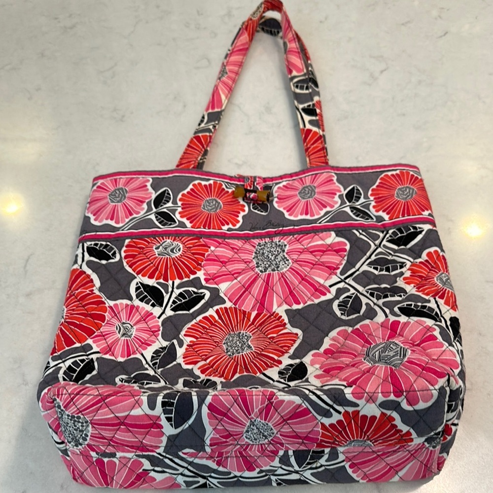 Vera Bradley Pink and Gray Floral Tote